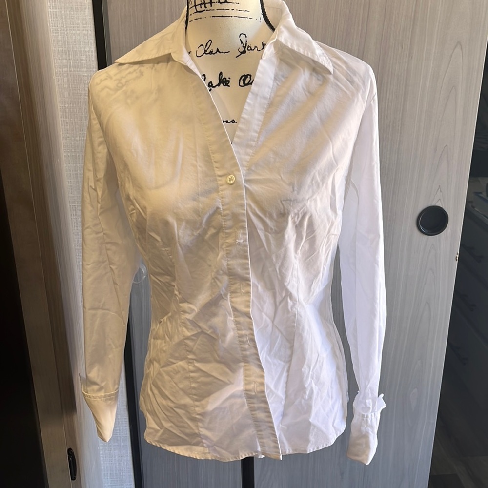 White button down dress top